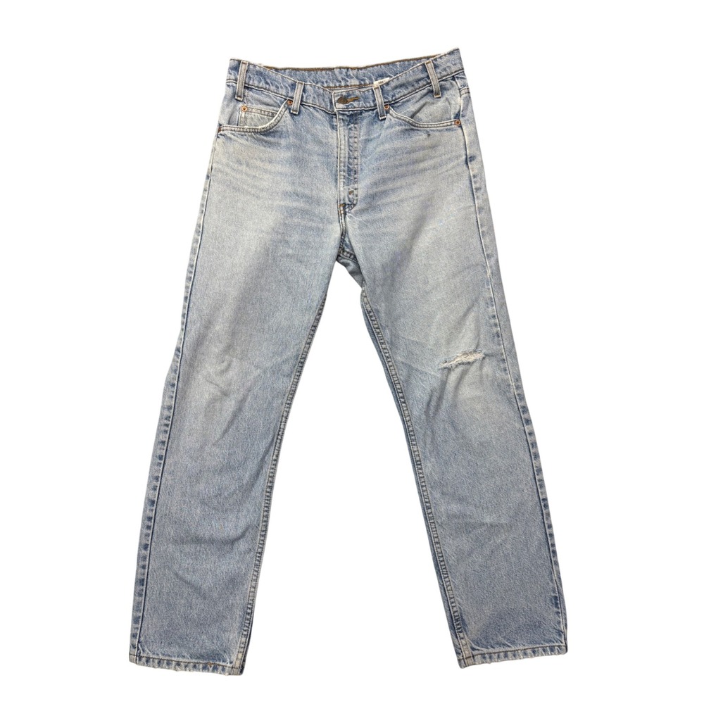Vintave Levi's Jeans Men's W34 L30 505 Regular Straight Light Wash Orange Tab